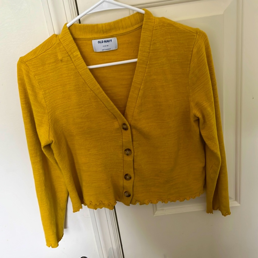 Yellow Cropped Sweater Jacket from Old Navy